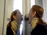 Amateur gloryhole oral sex and cum in mouth