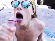 Milf with sunglasses gets a immense outdoor facial cumshot