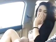 Great Looking brunette he just met reluctantly agrees to suck his cock in car
